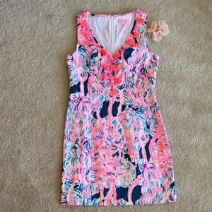 Lilly Pulitzer Pink Navy flamingo Sleeveless Shift Dress, 2